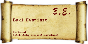 Baki Evariszt névjegykártya